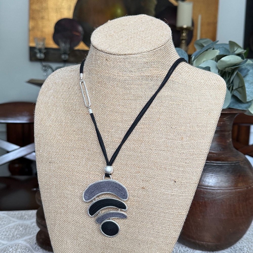 Black, Gray and Silver Pendant Necklace